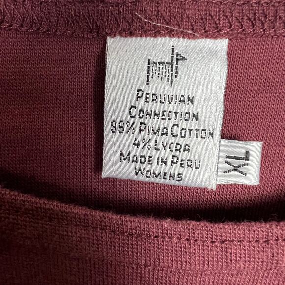 Peruvian Connection Women's XL Pima Cotton Stretch Shell Tank Top Dark Mauve - Picture 3 of 6